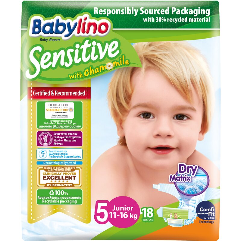 Babylino - Scutece Sensitive N5 11-16 kg/18 buc