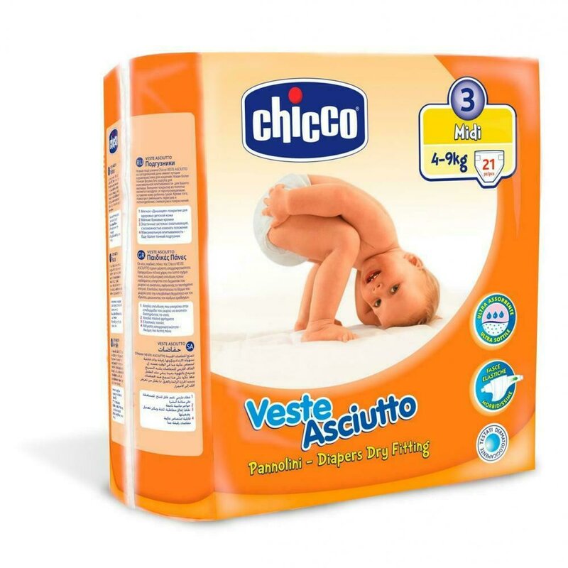 Chicco - scutece unica folosinta midi, nr. 3 (4-9 kg ), 21 buc