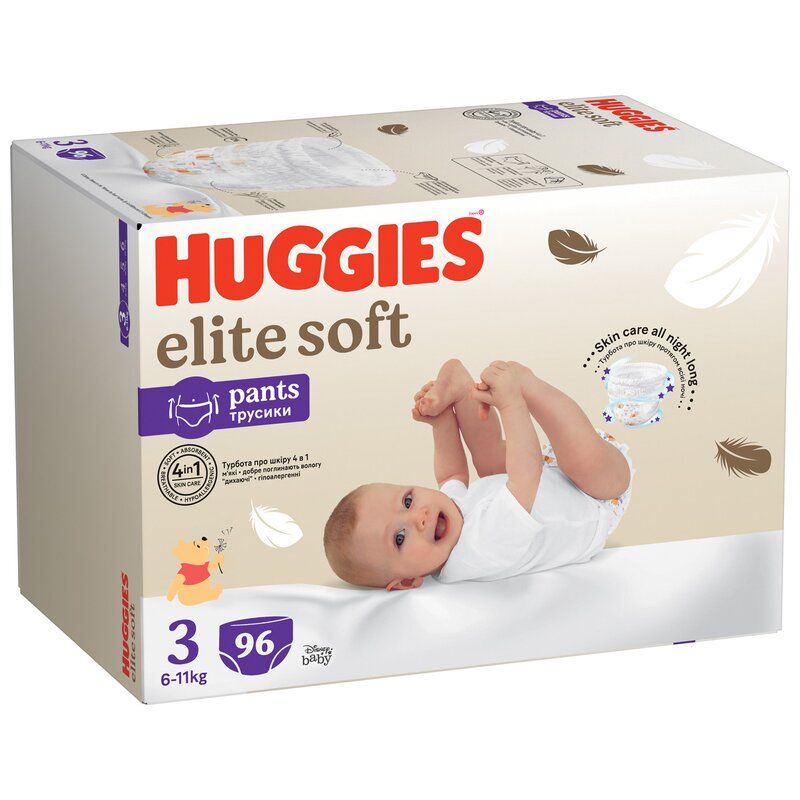 Scutece chilotel huggies elite soft pants box, marimea 3, 6-11 kg, 96 buc
