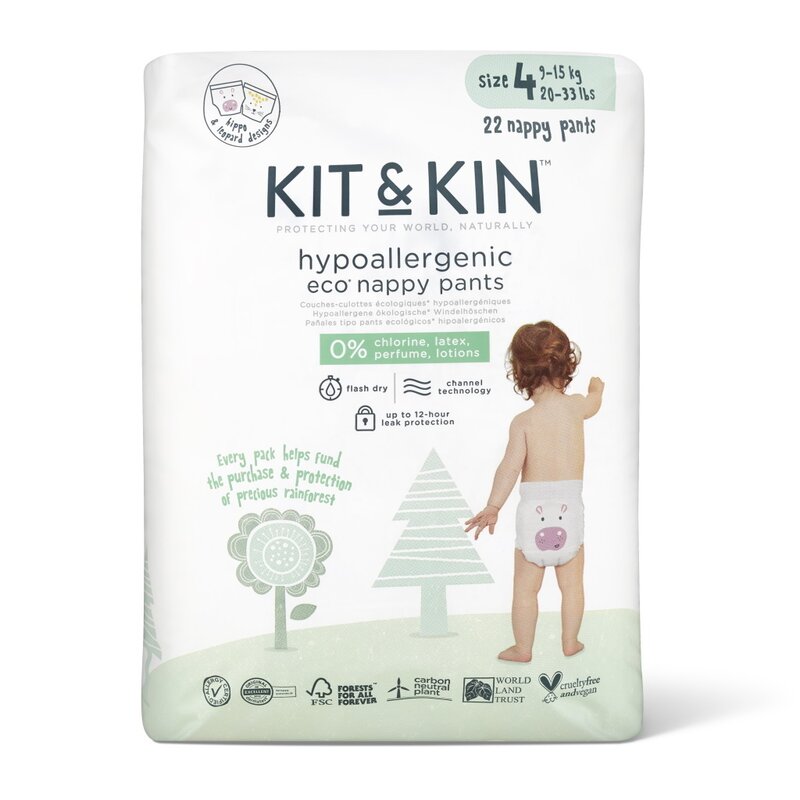 Kit&kin - scutec hipoalergenic eco pull up maxi 22 buc, de unica folosinta, 9-15 kg, nr4+