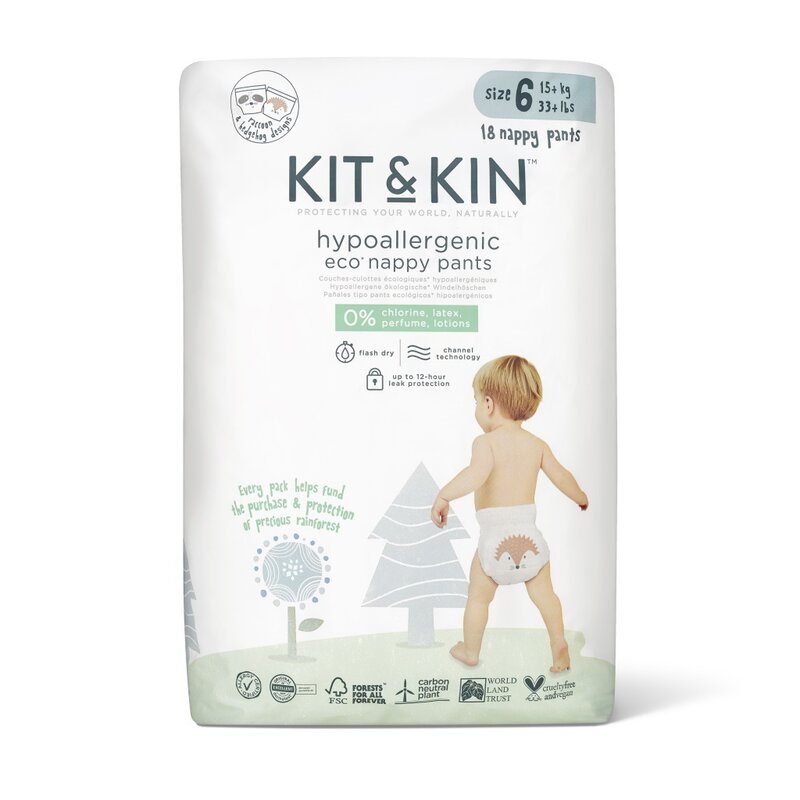 Kit&kin - scutece hipoalergenice eco kit&kin pull up xl6, marimea 6, 15 kg+, 18 buc