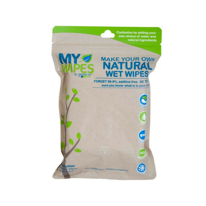 Potette plus - servetele 100% naturale, neparfumate umede/uscate my wipes by
