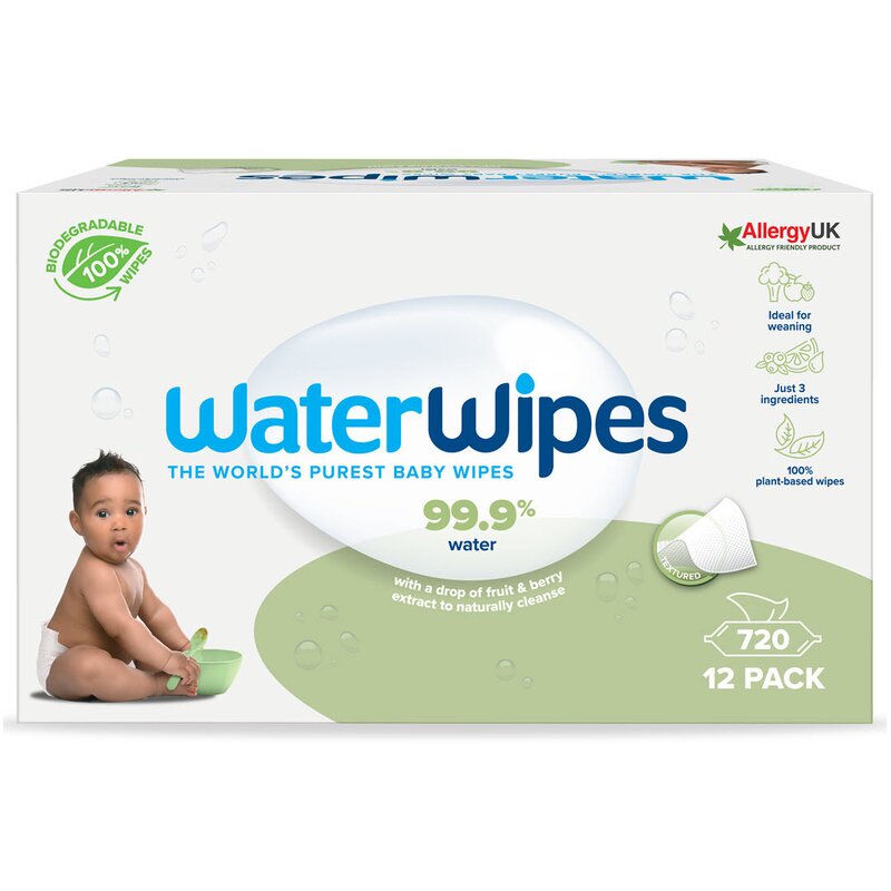 Water Wipes - Servetele umede Biodegradabile Soapberry, 12 pachete x 60 buc, 720 buc