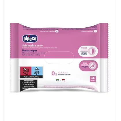 Servetele umede pentru igiena sanului, Chicco, 16 buc, 0 luni+