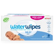 Set 9 pachete servetele umede, Water Wipes, Pentru bebe, Biodegradabile, Apa, extract de fructe, 60 de bucati/pachet, Pentru ingrijire 100% naturala, Fara alcool, plastic si parfum, 540 bucati