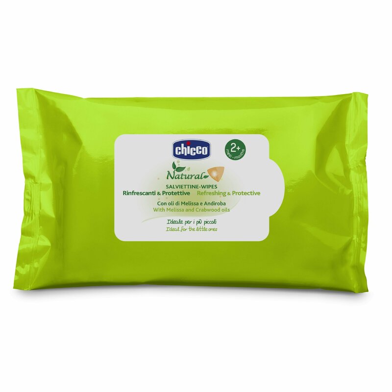 Chicco - servetele umede revigorante si protectoare , ulei de melissa si andiroba, 20buc, 2luni+