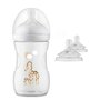 Set 1 x biberon, Philips Avent, Natural Response, +1 luna, 260 ml, Anticolici, Girafa+ 4 x tetine cu debit 4 (mediu), 3 luni+ - 8