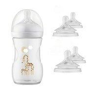 Set 1 x biberon, Philips Avent, Natural Response, +1 luna, 260 ml, Anticolici, Girafa+ 4 x tetine cu debit 4 (mediu), 3 luni+