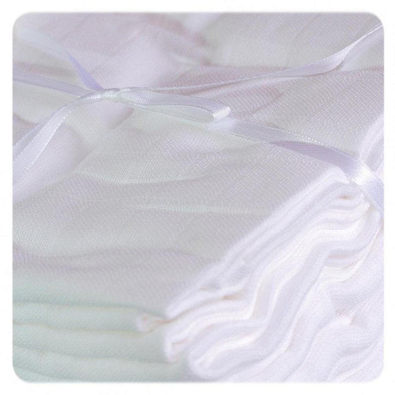Xkko - set 10 museline bumbac 80x80cm, alb