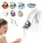 Set 11 jucarii de baie, Primabobo, Include animalute utilizabile si ca papusi pentru degete, tobogan, raft depozitare, Elefantel, Vulpita, Dezvolta abilitatile motorii fine, Fara BPA, 12 luni+, Multicolor - 1