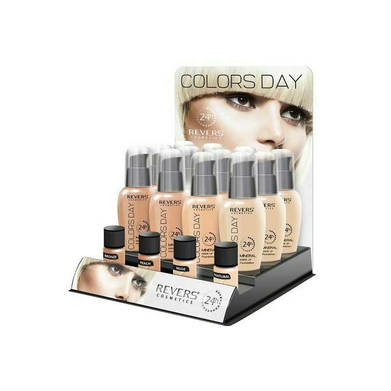 Set 12 bucati fond de ten hidratant, acoperire medie, colors day, revers, 50 ml