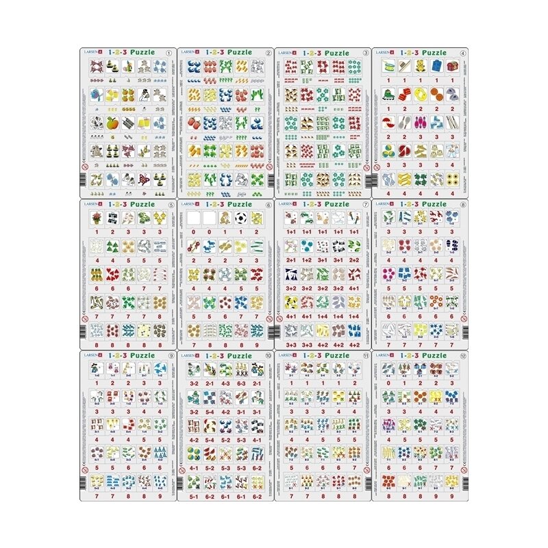 Larsen - Set 12 Puzzle-uri 1-2-3, 25 piese