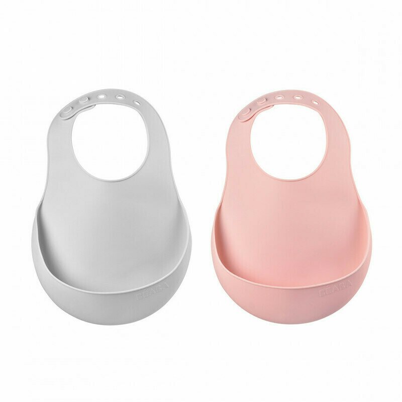Beaba - set bavete , 2 buc, gri/roz
