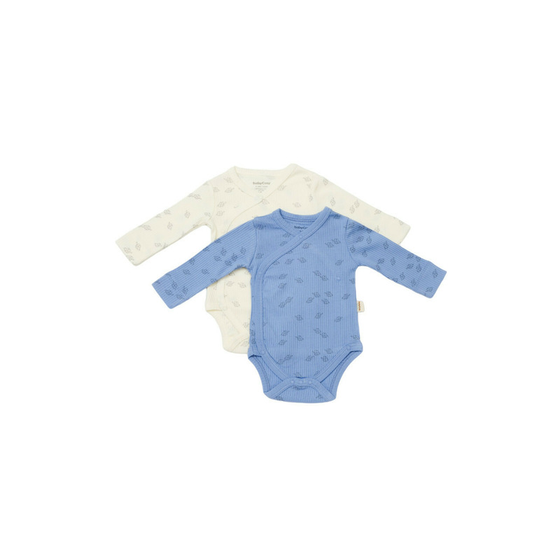 Set 2 body-uri petrecute printed, babycosy, 50% modal+50% bumbac, ecru/lavanda (marime: 0-3 luni)