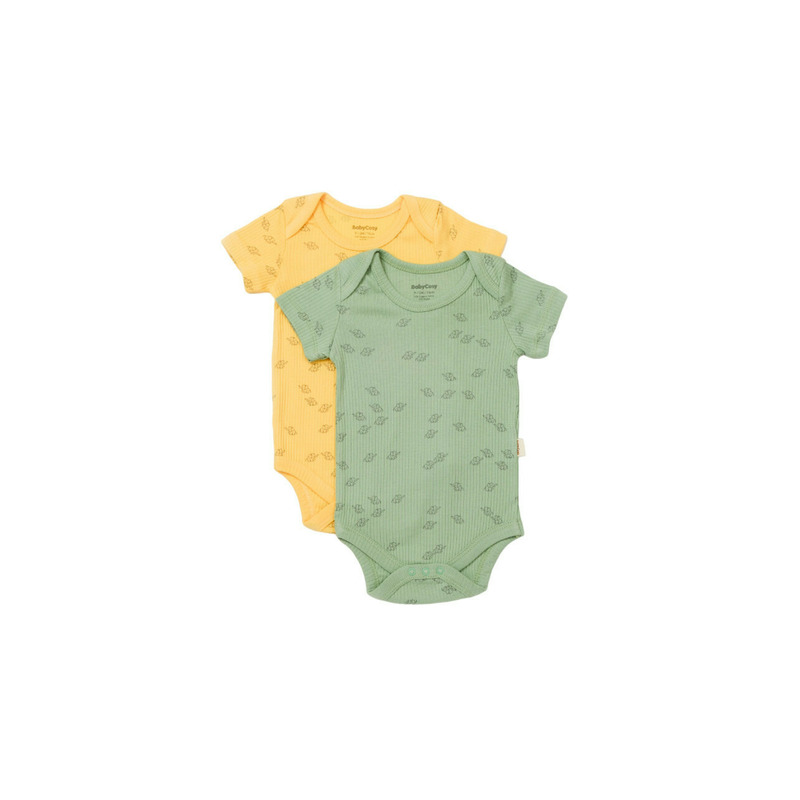 Set 2 body-uri Printed, BabyCosy, 50% modal+50% bumbac, Lamaie/Verde (Marime: 18-24 Luni)