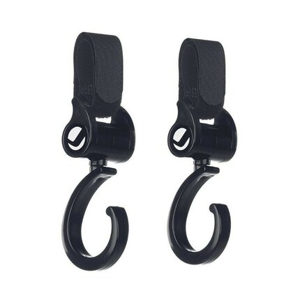 Set 2 carlige auto pentru carucior, Jane, Fixare pe cadru, multifunctionale, Negru