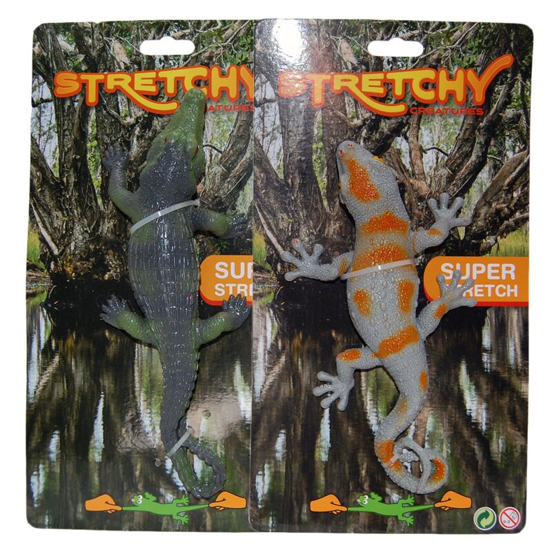 Up int'l - set 2 crocodili super elastici din silicon, kaki/gri, 25 cm