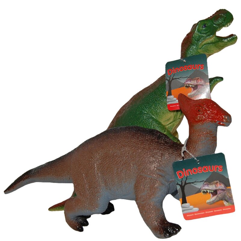 Up int'l - set 2 figurine dinozauri din cauciuc, t-rex verde si tsintaosaurus, 34 cm