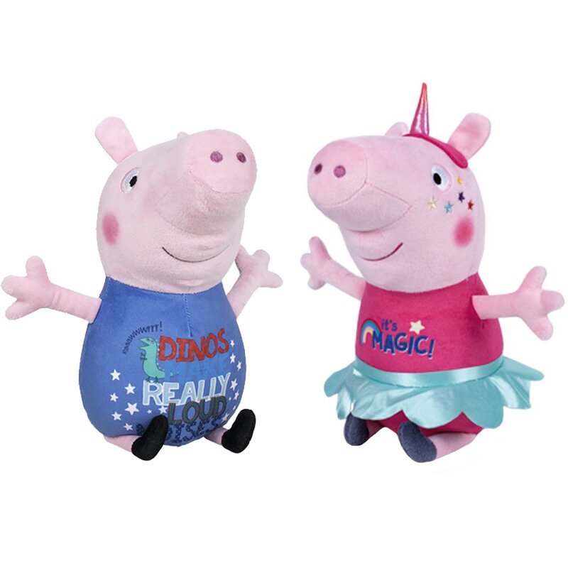 Play by play - set 2 jucarii din plus george dinos & peppa pig unicorn 25 cm, peppa pig