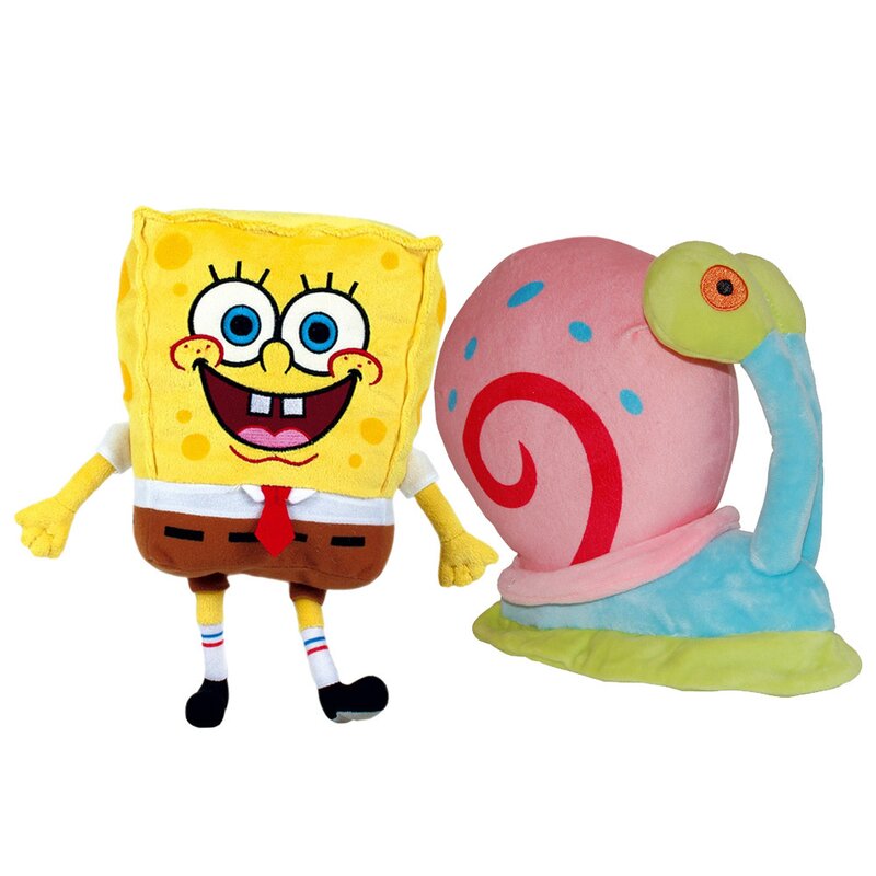 Play by play - set 2 jucarii din plus spongebob 26 cm & garry 20 cm, spongebob