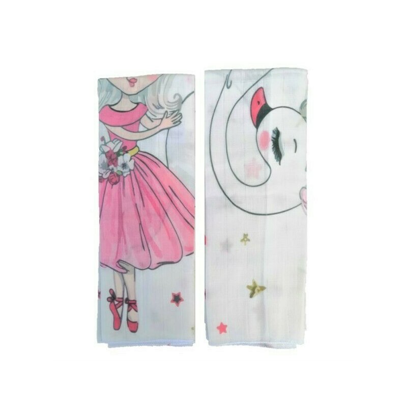 Set 2 museline din bumbac 70x55 cm swan sevibebe