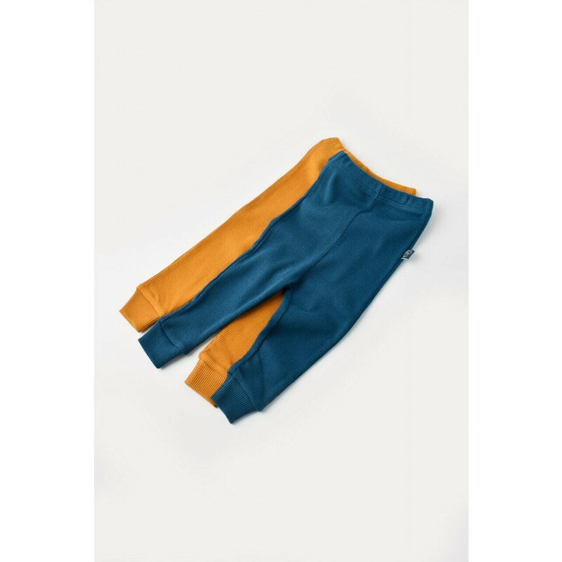 Babycosy - set 2 pantaloni bebe unisex din bumbac organic si modal - bleumarin/sofran, baby cosy (marime: 12-18 luni)