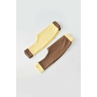 Babycosy - Set 2 pantaloni Ribana Bebe Unisex din bumbac organic si 5%elastan - Vanilie/Maro (Marime: 12-18 Luni)