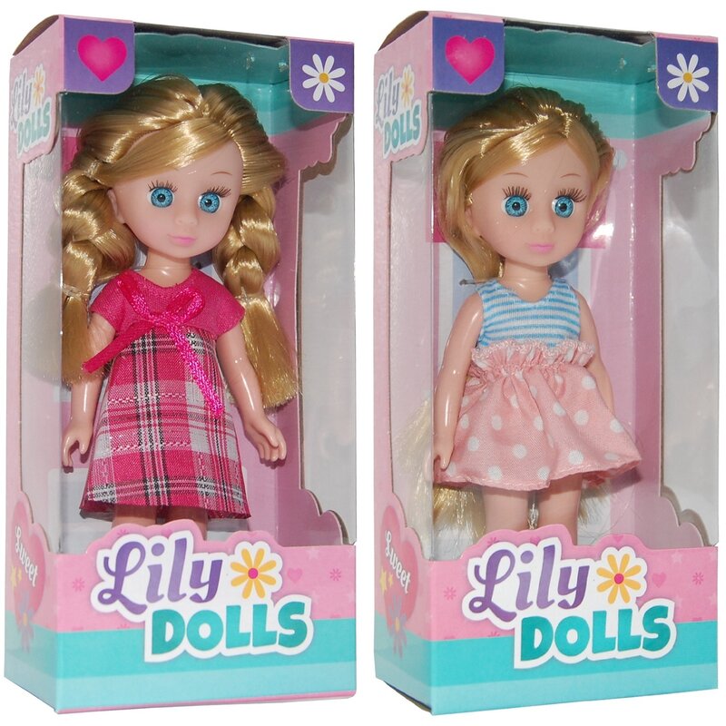 Up int'l - set 2 papusi cu rochite lily dolls, 15 cm
