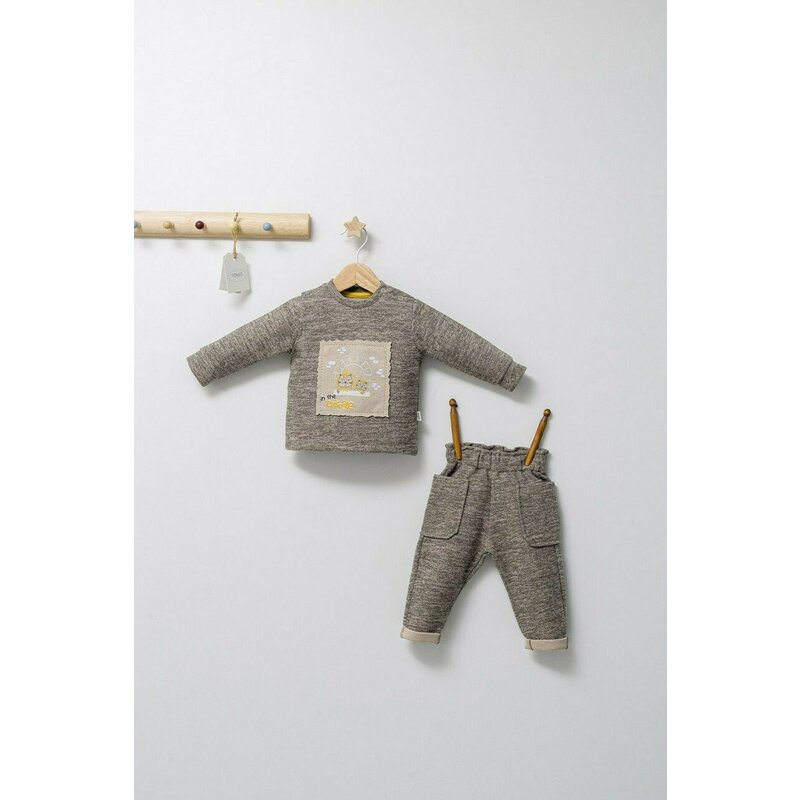 Tongs baby - Set 2 piese cu bluzita si pantalonasi de iarna King, (Culoare: Verde, Marime: 9-12 luni)