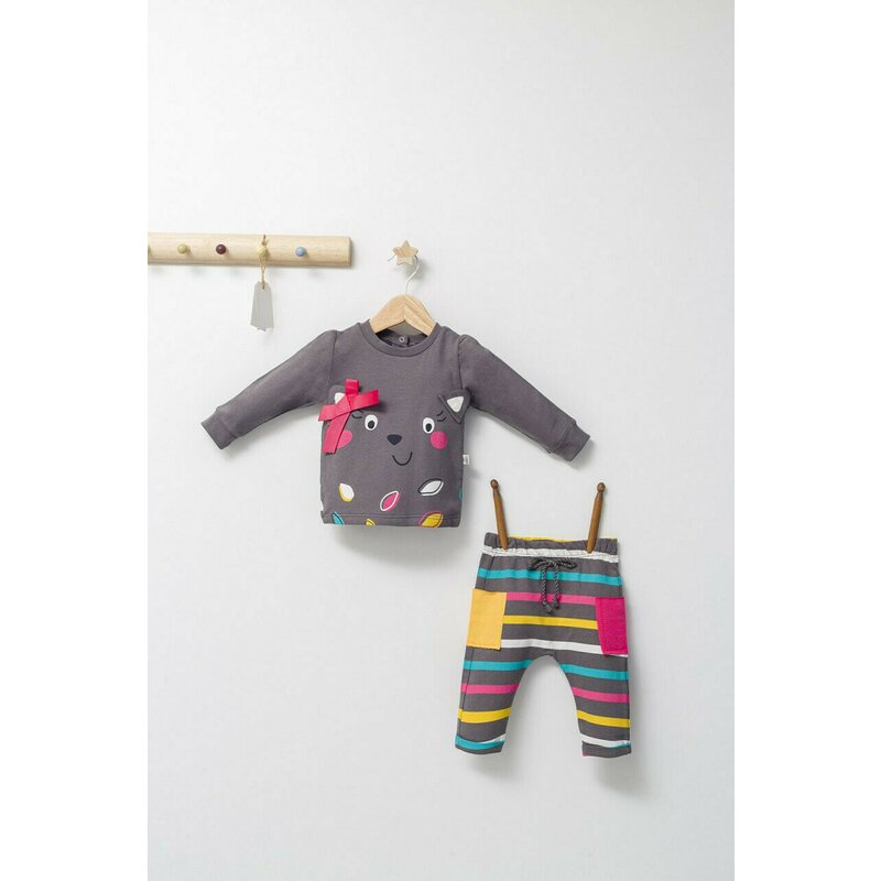 Tongs baby - set 2 piese cu bluzita si pantalonasi pentru fetite colorful autum, (culoare: albastru, marime: 9-12 luni)