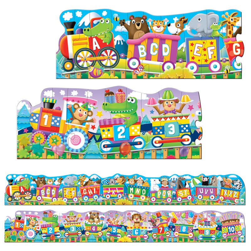 The learning journey - puzzle educativ trenul urias cu numere si litere in limba engleza puzzle copii, piese 60