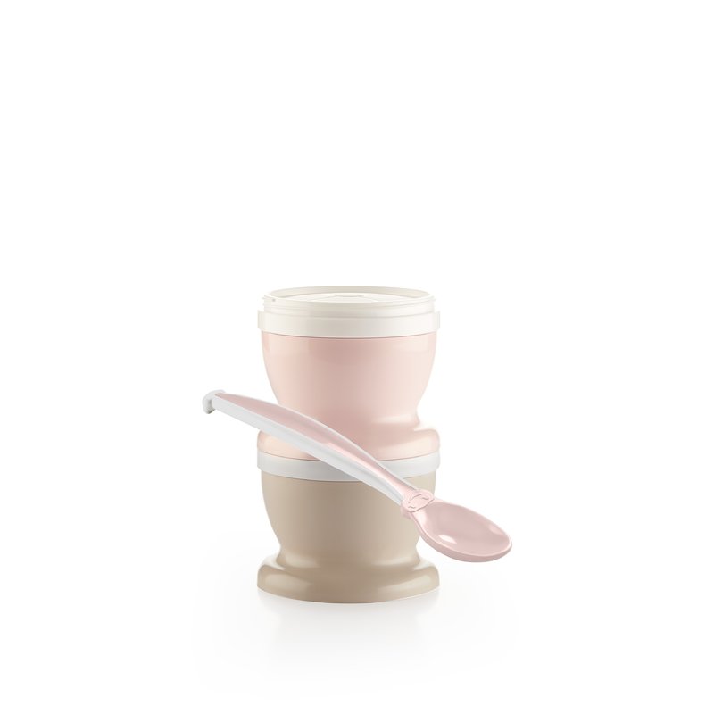 Thermobaby - set 2 recipiente cu capac si lingurita , powder pink