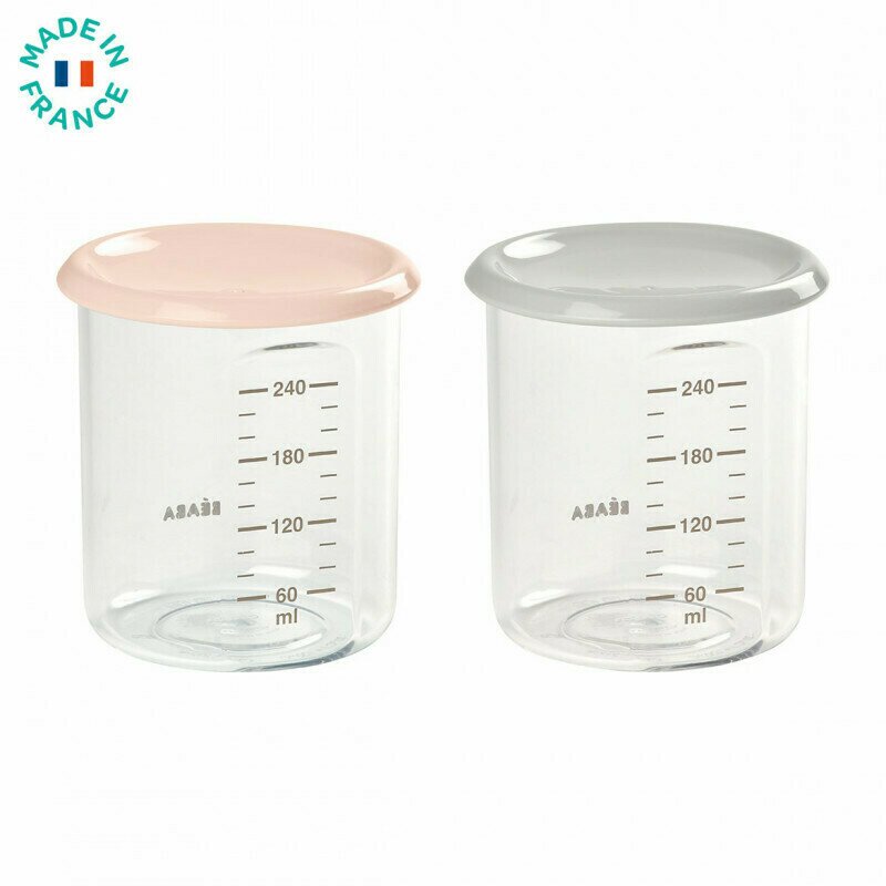 Beaba - set 2 recipiente ermetice din tritan 240ml - roz