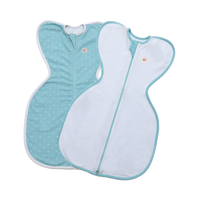 Set 2 saci de dormit nou-nascut swaddle first sleep calm star & coral blue