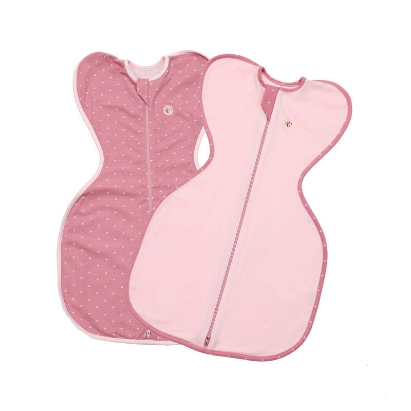 Set 2 saci de dormit nou-nascut swaddle first sleep sweet star & blush pink