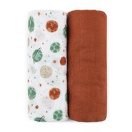 Set 2 scutece, Petite&Mars, Misty, Din muselina de bambus, Hipoalergenice, Dimensiuni mari, 120 x 120 cm, Certificate Oeko Tex Standard 100, Celestial Planets
