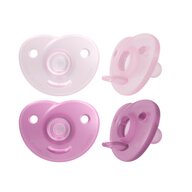 Set 2 suzete, Philips Avent, Colectia Soothie, Forma simetrica, Tetina delicata, Fara BPA, Din silicon de calitate medicala, 0-6 luni, Roz