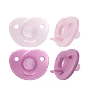 Set 2 suzete, Philips Avent, Colectia Soothie, Forma simetrica, Tetina delicata, Fara BPA, Din silicon de calitate medicala, 0-6 luni, Roz