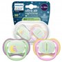 Set 2 suzete, Philips Avent, Colectia Ultra Air, Ortodontice, Fara BPA, Cu orificii mari de aerisire, 6-18 luni, Pentru noapte, Fosforescente, Cu Model, Verde/Roz - 2