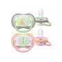 Set 2 suzete, Philips Avent, Colectia Ultra Air, Ortodontice, Fara BPA, Cu orificii mari de aerisire, 6-18 luni, Pentru noapte, Fosforescente, Cu Model, Verde/Roz - 3