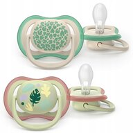 Set 2 suzete, Philips Avent, Colectia Ultra Air, Ortodontice, Fara BPA, Cu orificii mari de aerisire, Scade riscul de malocluzie, 6-18 luni, Cu model, Fistic