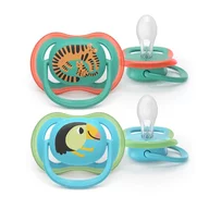Black Friday - Reduceri Set 2 suzete, Philips Avent, Colectia Ultra Air, Ortodontice, Fara BPA, Cu orificii mari de aerisire, Scade riscul de malocluzie, 6-18 luni, Cu model, Turcoz/Verde Promotie