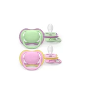 Set 2 suzete, Philips Avent, Colectia Ultra Air, Ortodontice, Fara BPA, Cu orificii mari de aerisire, Scade riscul de malocluzie, 6-18 luni, Roz/Verde