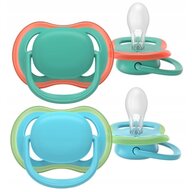 Set 2 suzete, Philips Avent, Colectia Ultra Air, Ortodontice, Fara BPA, Cu orificii mari de aerisire, Scade riscul de malocluzie, 6-18 luni, Turcoz/Verde