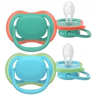 Set 2 suzete, Philips Avent, Colectia Ultra Air, Ortodontice, Fara BPA, Cu orificii mari de aerisire, Scade riscul de malocluzie, 6-18 luni, Turcoz/Verde