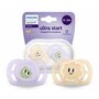 Set 2 suzete, Philips Avent, Colectia Ultra Start, Ortodontice, Fara BPA, Sustenabile, Conceputa pentru gurite micute, 0-2 luni, Cu model, Galben/Mov - 6