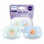 Set 2 suzete, Philips Avent, Colectia Ultra Start, Ortodontice, Fara BPA, Sustenabile, Conceputa pentru gurite micute, 0-2 luni, Cu model, Verde/Albastru - 2
