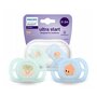Set 2 suzete, Philips Avent, Colectia Ultra Start, Ortodontice, Fara BPA, Sustenabile, Conceputa pentru gurite micute, 0-2 luni, Cu model, Verde/Albastru - 4