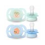 Set 2 suzete, Philips Avent, Colectia Ultra Start, Ortodontice, Fara BPA, Sustenabile, Conceputa pentru gurite micute, 0-2 luni, Cu model, Verde/Albastru - 1