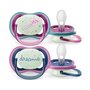 Set 2 suzete, Philips Avent, Ultra air, Ortodontice, Moi si flexibile, Fosforescente, Silicon, Includ carcasa de depozitare, Fara BPA, 6-18 luni, Pink/Blue - 1